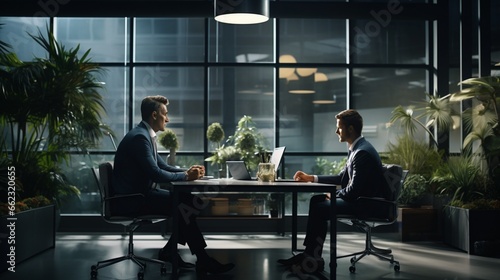 A CEO confronts an underperforming employee in a sleek, contemporary office space