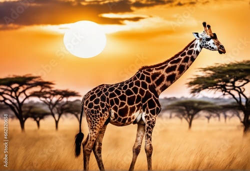giraffe with giraffe in the sunset giraffe with giraffe in the sunset giraffe in the savannah of kenya  africa
