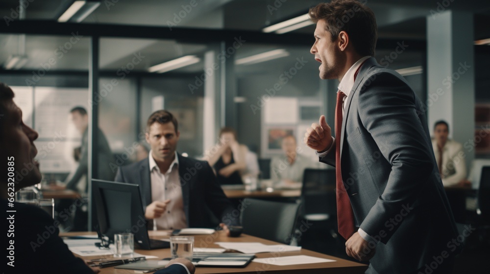 A department head berates a team member for failing to meet quarterly goals in a office environment A department head berates a team member for failing to meet quarterly goals in a office environment