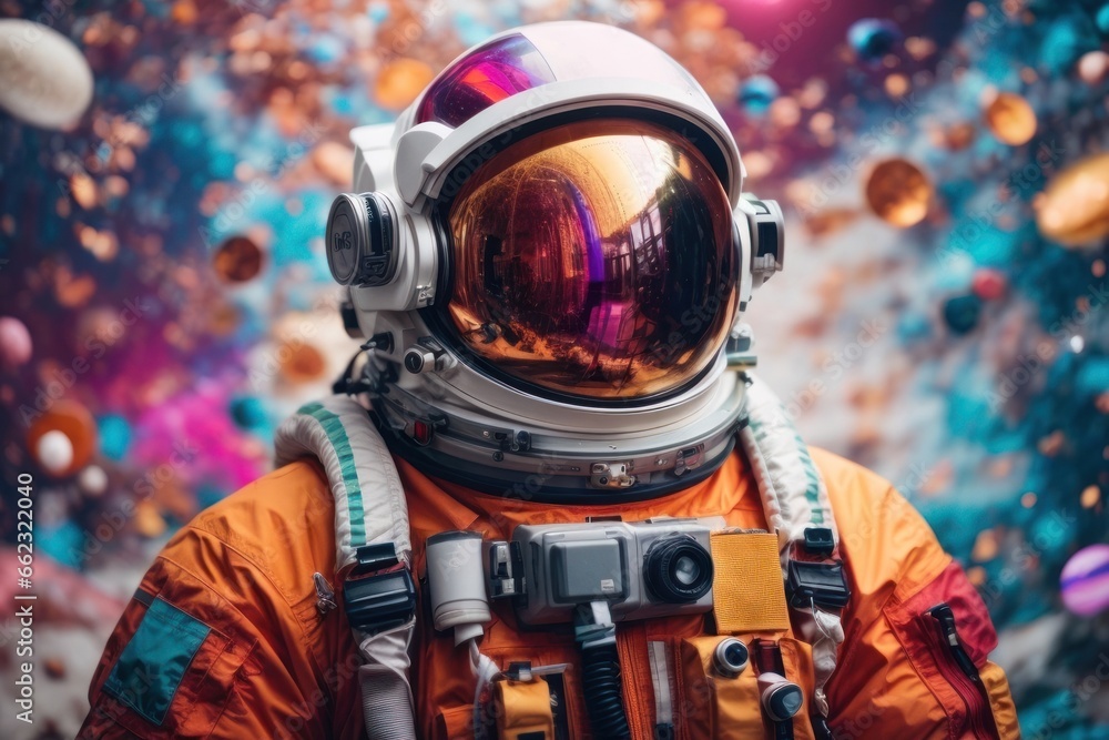 Colorful Astronaut Digital Art - Vibrant Space Illustration Colorful Astronaut Digital Art - Vibrant Space Illustration
