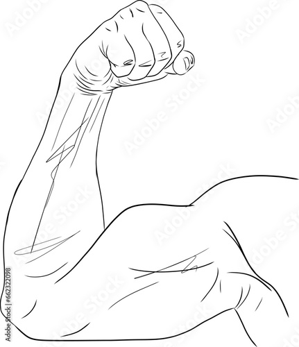 Close-up of a power fitness man's hand. Muscular bodybuilder flexing and showing his biceps - internal side
