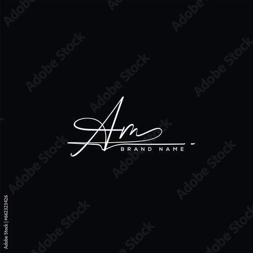 AM Initial  beauty letter  handwriting vector logo. 
