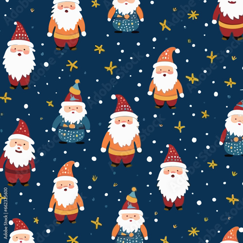 Santa Claus quirky doodle pattern  background  cartoon  vector  whimsical Illustration
