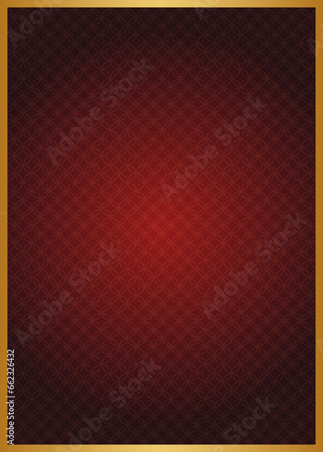 七宝柄文様　ゴールドと濃い赤のグラデーション背景イラスト