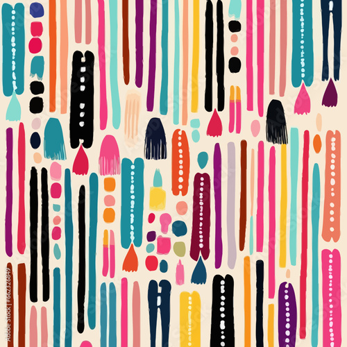 Tassel stripe quirky doodle pattern, background, cartoon, vector, whimsical Illustration