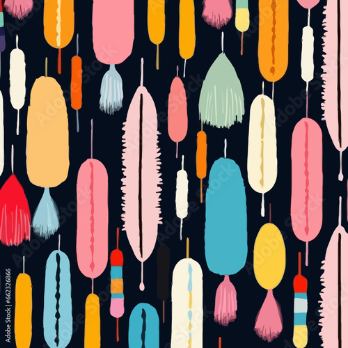 Tassel stripe quirky doodle pattern, background, cartoon, vector, whimsical Illustration