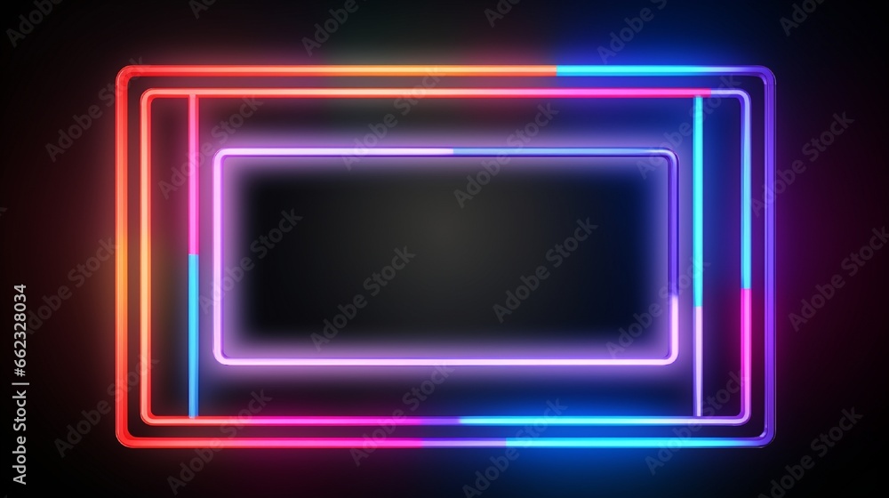 Colors neon frame in stacking style design Colors neon frame in stacking style design