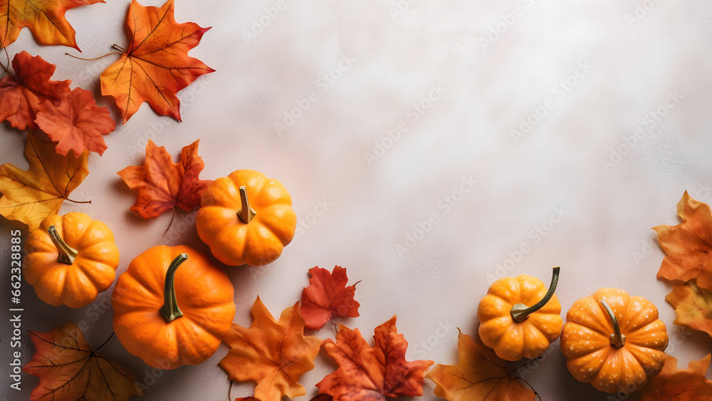 copy space with pumpkin and leaves copy space with pumpkin and leaves