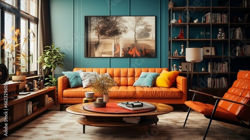 A living room with vintage and retro design elements © Michael