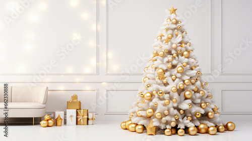 Christmas tree golden colour, Christmas, New Year © Mariya Surmacheva