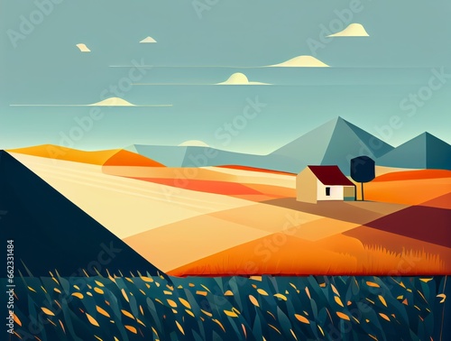 landscape with fields and sky © MobbyStock