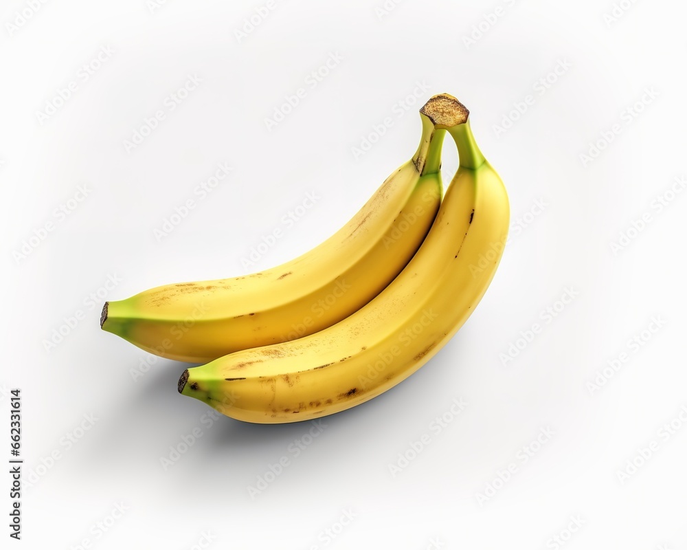 Photo of ripe banana on white background. Generative AI