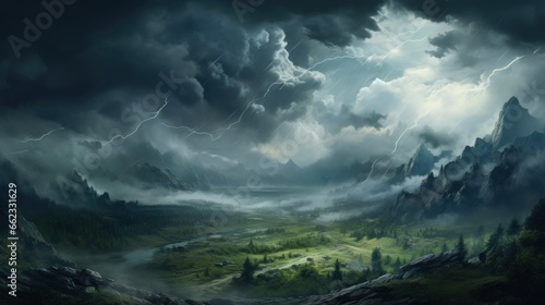 An approaching storm over a beautiful landscape game art