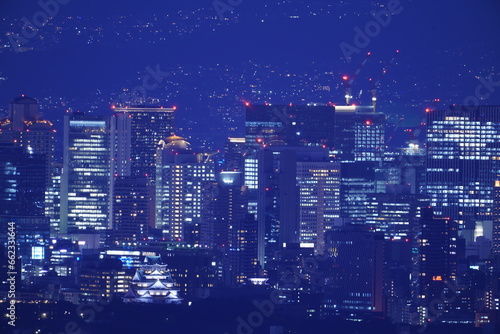 信貴山中展望台から見た大阪平野夜景 