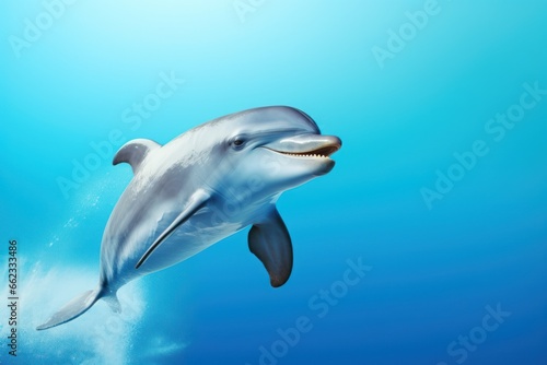 Happy dolphin jumping and having fun.