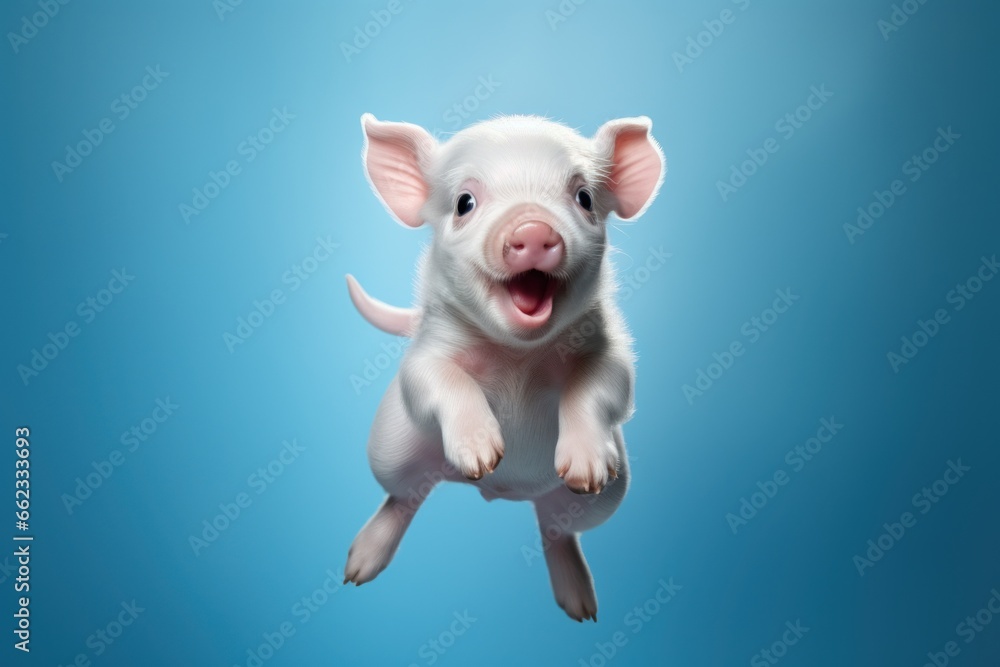 Obraz premium Happy pig jumping and having fun.