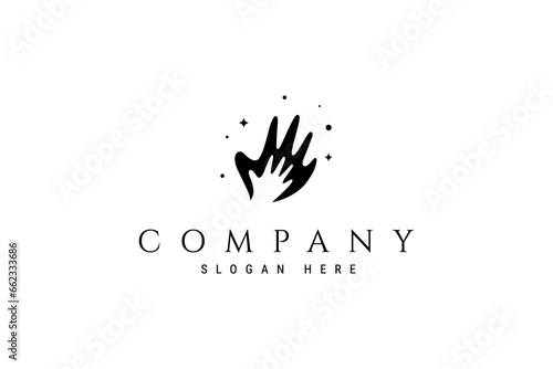 Vector logo template abstract image of father's palm and child's palm inside.