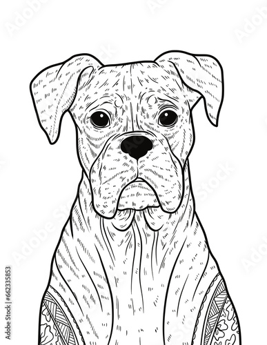 Boxer dog coloring page line art tattoo 