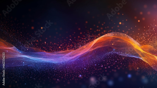 Abstract background with flowing particles, Digital future technology concept © arshad
