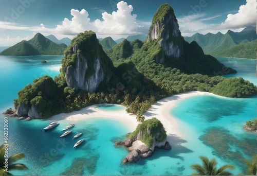 paradise island of thailand. 3d rendering paradise island of thailand. 3d rendering beautiful view of the sea coast