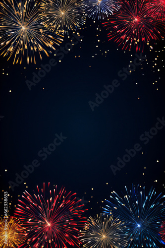 sylvester invitation card with colorful fireworks