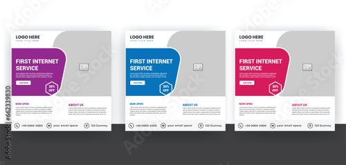 Internet broadband promotion social media post and web banner template