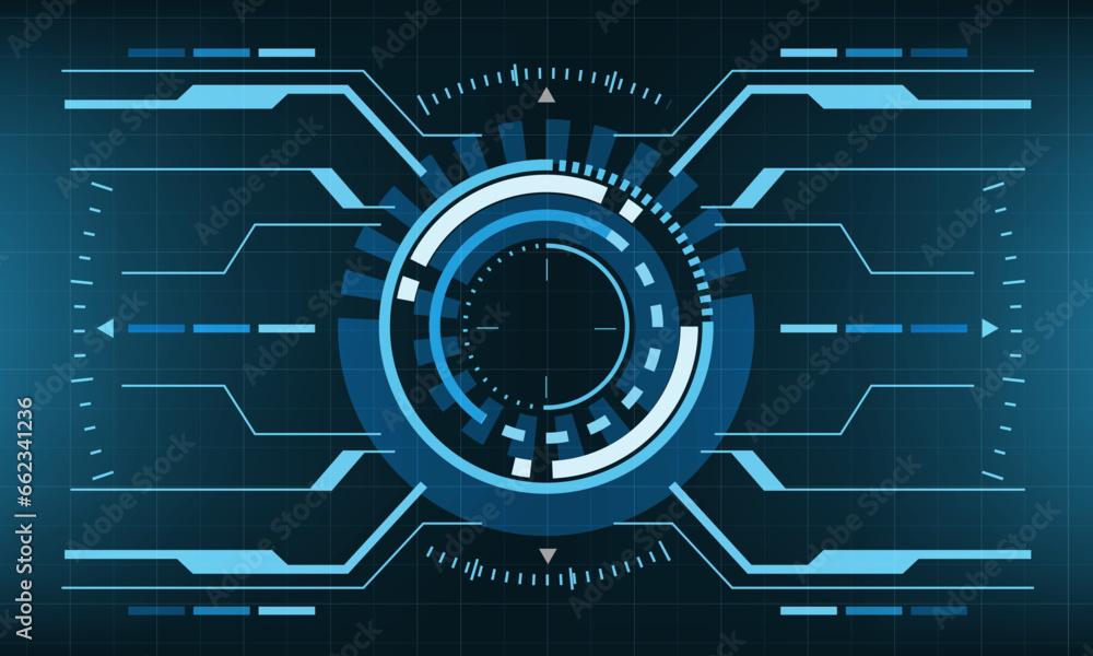 HUD sci-fi interface screen view geometric on blue design virtual reality futuristic technology creative display vector HUD sci-fi interface screen view geometric on blue design virtual reality futuristic technology creative display vector