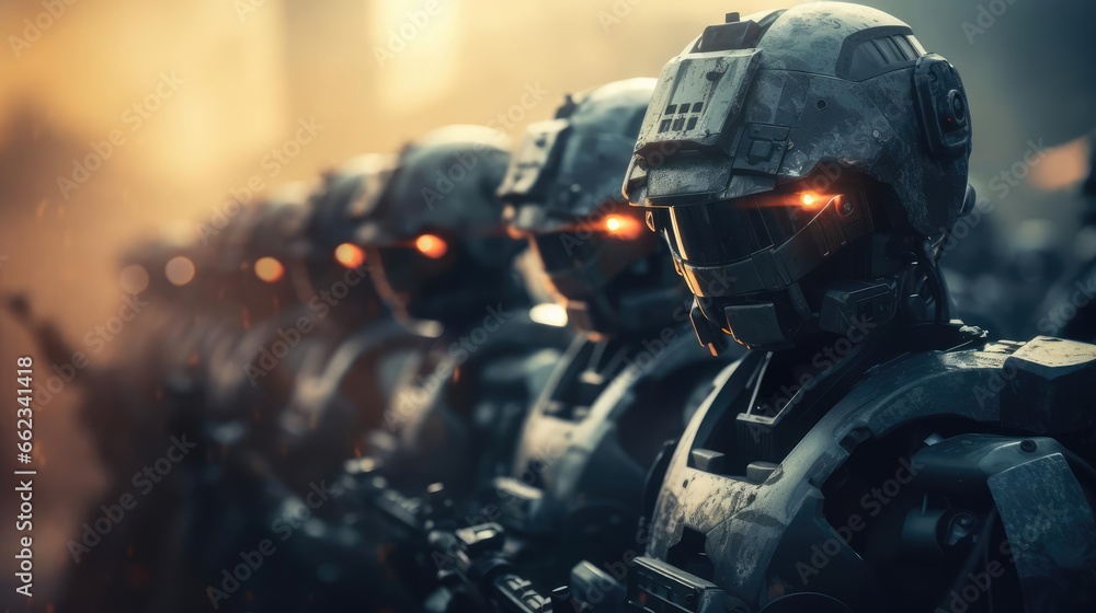 Group of Combat Robots Soldiers