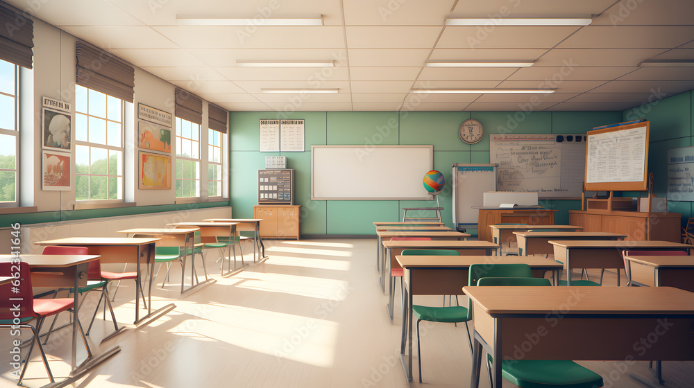 An Empty Classroom Mock-Up for Creative Educational Presentations and Concepts