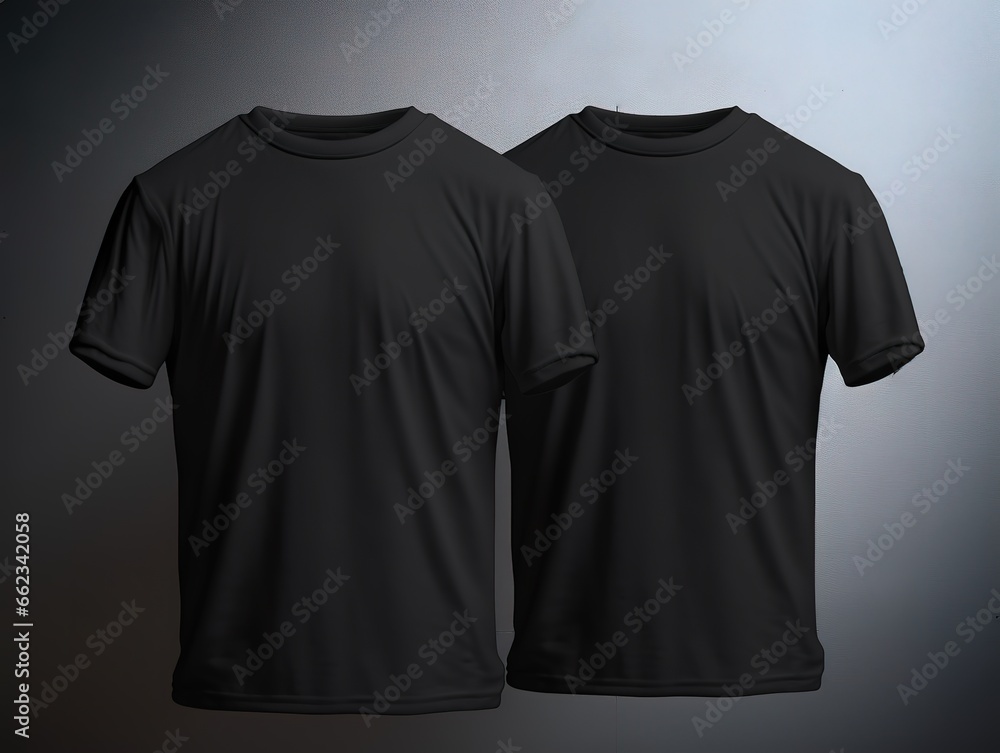 Plain black t-shirt, can be used as a presentation of your screen printing design. Generative AI Plain black t-shirt, can be used as a presentation of your screen printing design. Generative AI