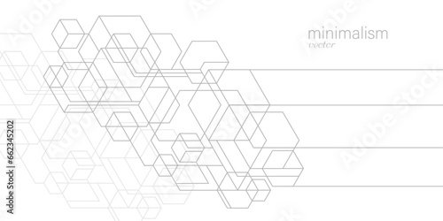 White background from cubes and lines.Linear geometric drawing.Abstraction,Vector illustration.