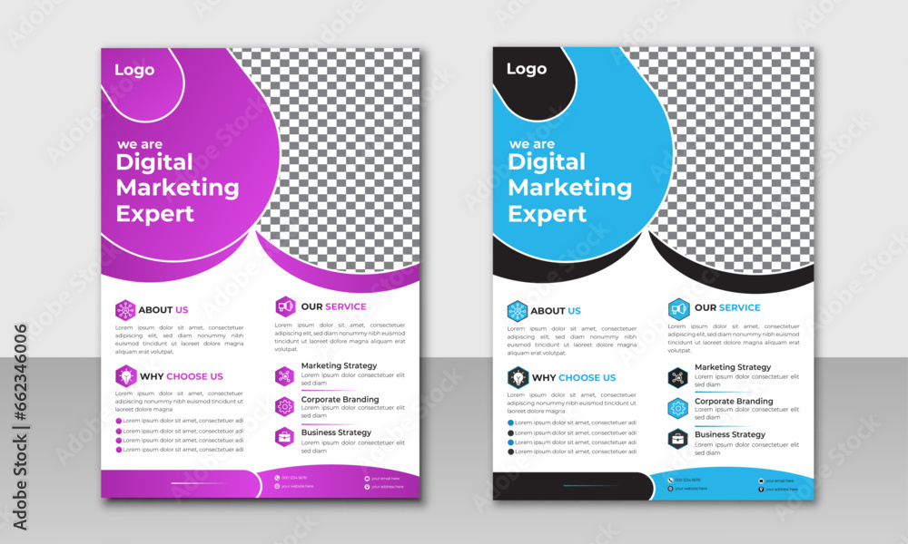 Naklejka premium Modern design template for business Flyer in A4 with colorful concepts advertise, advertise, publication Modern Business flyer layout vector design