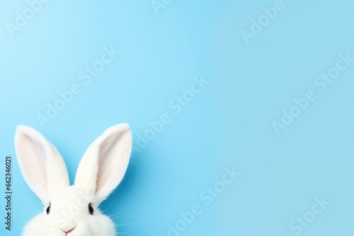 Easter bunny on blue background. Easter vacation concept. © Eva Corbella