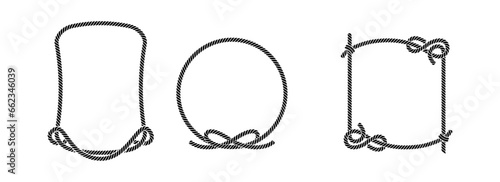Set of simple rope in different unique styles on black