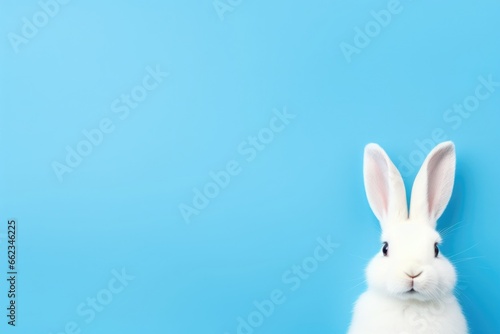 Easter bunny on blue background. Easter vacation concept. © Eva Corbella