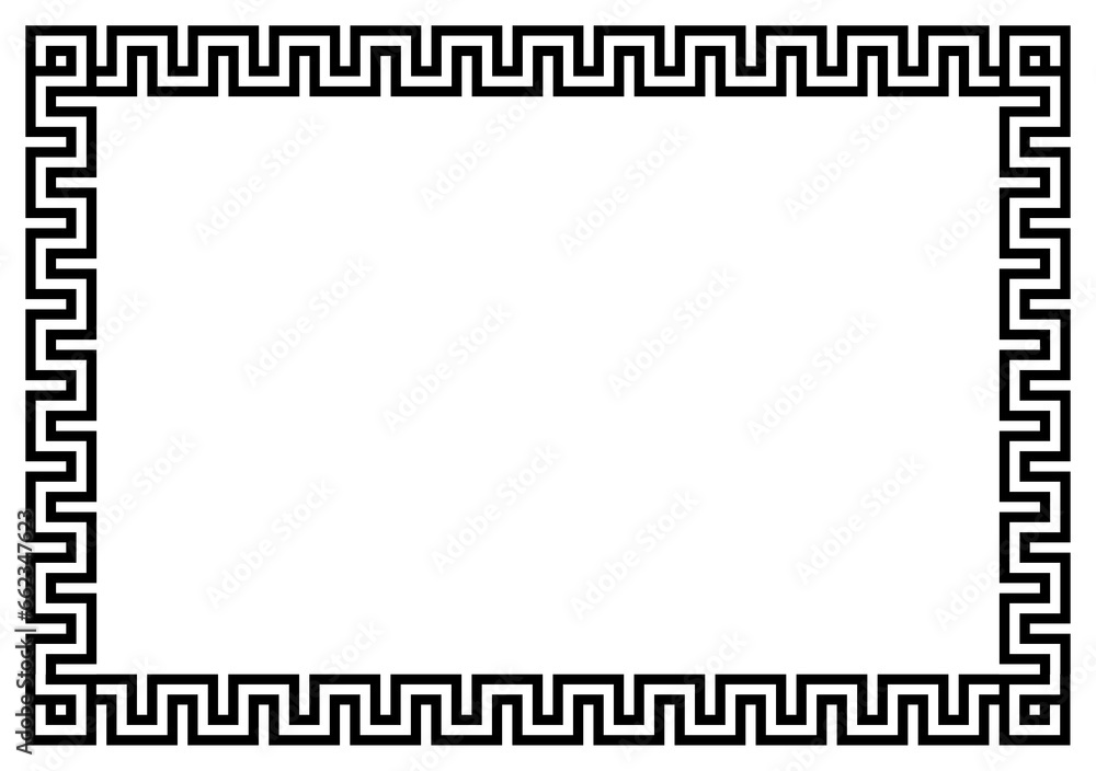 Decorative frame with greek ornament meanders, Greek fret or key design Decorative frame with greek ornament meanders, Greek fret or key design