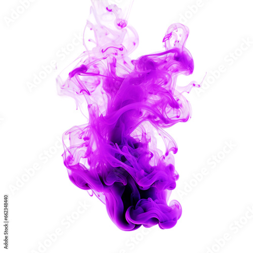 Purple smoke cloud.Transparent light Purple color smoke with isolated white background.
