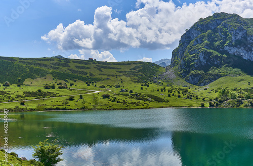 Enol lake in Covadonga National Park (Cantabria, Spain)