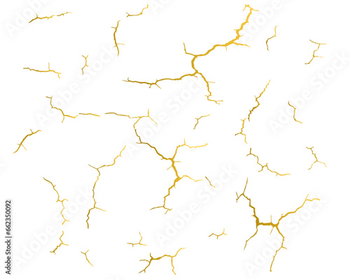 Abstract gold kintsugi cracked marble texture. Luxury broken marble stone pattern on a white background