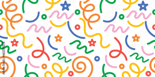 seamless pattern fun colorful line doodle 