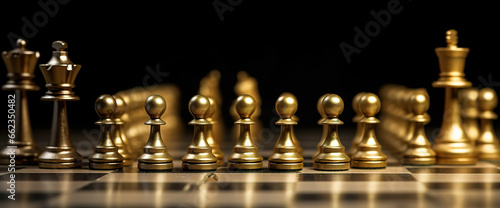 golden chess standing on black background. generative AI