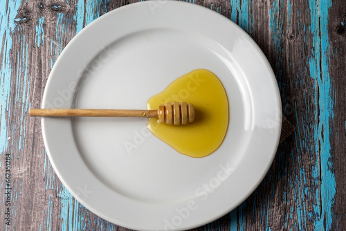 Honey on a plate