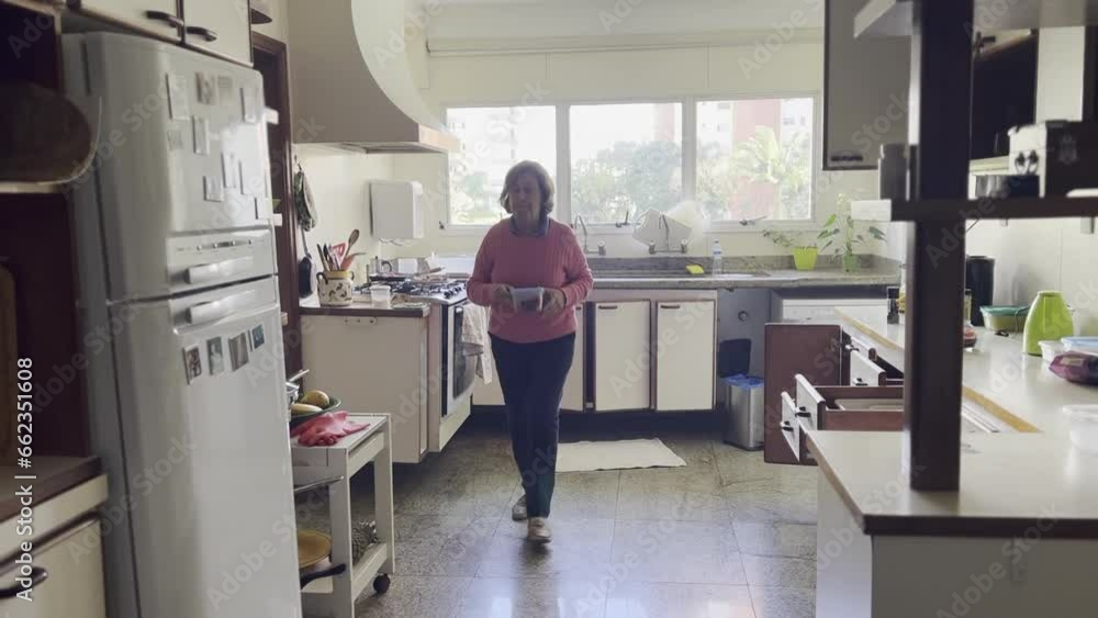 Practical Food Storage, Lady Putting Leftovers in Container in Household Fridge, Everyday Moments of Utilizing Resources Practical Food Storage, Lady Putting Leftovers in Container in Household Fridge, Everyday Moments of Utilizing Resources