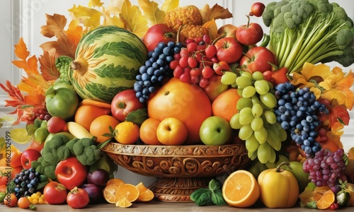 autumn still life with fruits and vegetables on table autumn still life with fruits and vegetables on table fresh fruit and vegetables for thanksgiving day