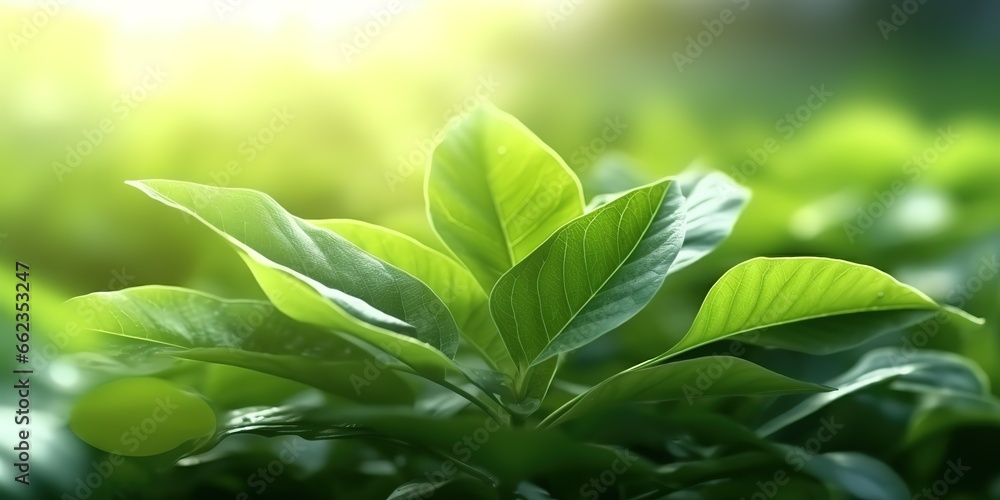 photo of green leaves with a blur effect behind it. generative AI photo of green leaves with a blur effect behind it. generative AI