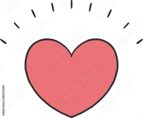 手描きのシンプルな赤色ハートマークイラスト素材