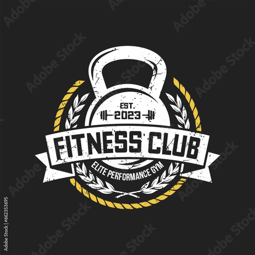 Vintage Kettlebell Gym Fitness Logo Vector Template
