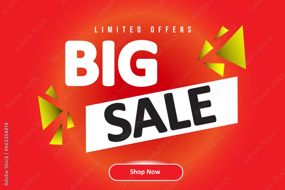 Big sales banner design template with red and yellow 