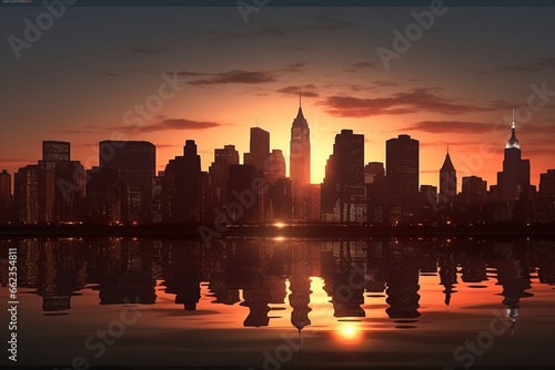 Architecture skyline building dusk manhattan urban city night landmark america cityscape