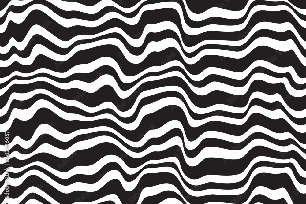 Background with wavy lines. Twisted duo tone backgrounds. Abstract pattern from lines, halftone effect. Black and white texture. Minimalist design template for poster, banner, cover, postcard. Background with wavy lines. Twisted duo tone backgrounds. Abstract pattern from lines, halftone effect. Black and white texture. Minimalist design template for poster, banner, cover, postcard.